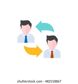 Employee Rotation Icon In Flat Color Style. Position Human Resources