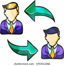 Employee Rotation Icon In Watercolor Style.