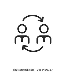 Employee rotation, linear style icon. process of rotating employees between different roles or tasks within an organization. Editable stroke width