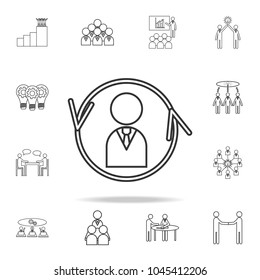 Employee round arrows line icon. Detailed set of team work outline icons. Premium quality graphic design icon. One of the collection icons for websites, web design, mobile app on white background