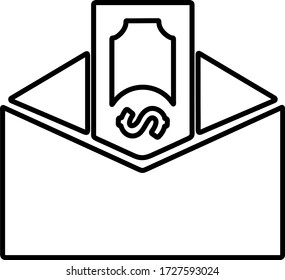 Employee salary, compensation in an envelope. Flat icon design.