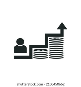 Employee salary increase icon isolated on white background