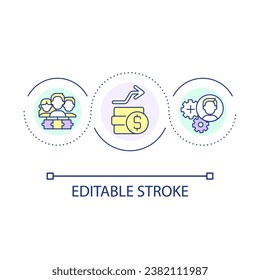 Employee salary loop concept icon. Business expenditures. Staff expenses. Rising operating costs abstract idea thin line illustration. Isolated outline drawing. Editable stroke. Arial font used