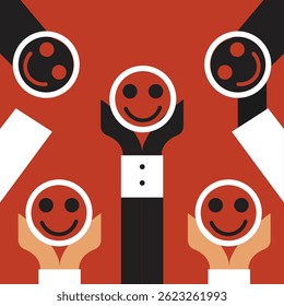 Employee Satisfaction Concept Vector Cartoon Character Icon Emoji doodle background