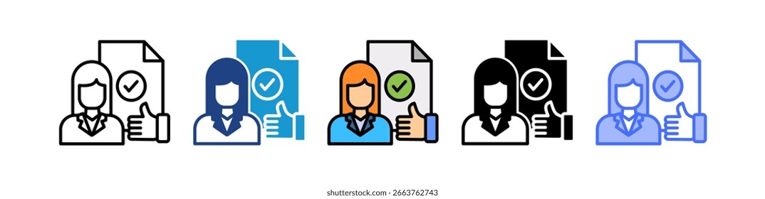 Ícone de satisfação do funcionário - Ilustração de vetor múltiplo