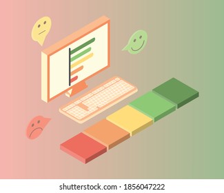 encuesta de satisfacción de los empleados y vector de informes