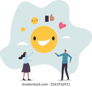 Employee satisfaction, workplace happiness or success team motivation, employee engagement or participation,business concept.flat character.