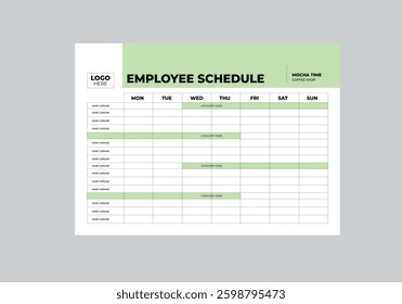 Employee Schedule, Event Schedule layout design template with unique design style concept	
