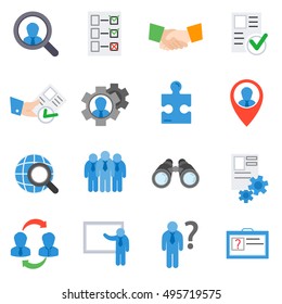 Employee search icons set. Search personnel, isolated vector illustration.