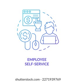 Employee self service blue gradient concept icon. Personal account. Payroll processing software advantage abstract idea thin line illustration. Isolated outline drawing. Myriad Pro-Bold font used