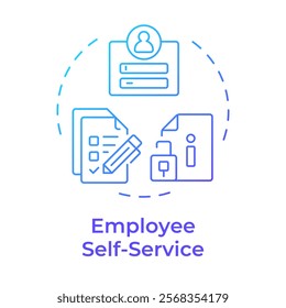 Employee self service blue gradient concept icon. Digital platform to access personal data. Operational HR. Round shape line illustration. Abstract idea. Graphic design. Easy to use in brochure