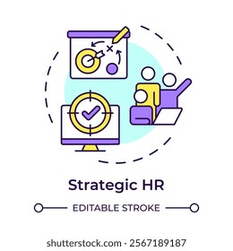 Employee self service multi color concept icon. Digital platform to access personal data. Operational HR. Round shape line illustration. Abstract idea. Graphic design. Easy to use in brochure