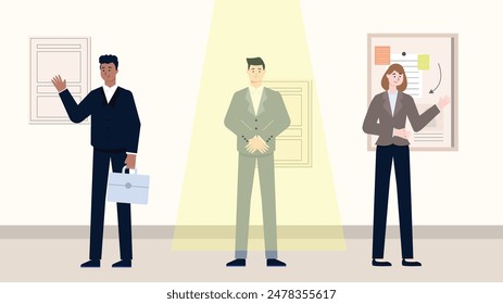 employee shining than the other employee illustration