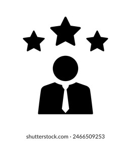 Employee silhouette avatar icon with three stars. Exemplary worker concept