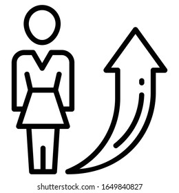 Employee Skill Development Concept, Hrm Symbol on White Background, Upgrading Staff Expertise Vector Icon design, Office worker Curve Shape Upward Arrow Design