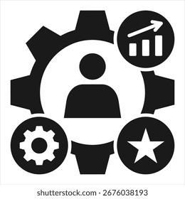 Ilustración vectorial de icono de glifo capacitado para empleados