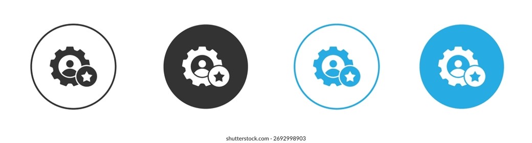 Icono de las habilidades del empleado en Vector plano editable en blanco y negro