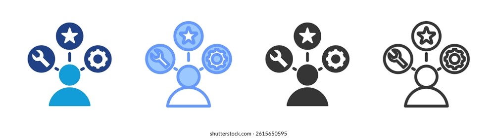 Employee Skills icon set multiple style collection
