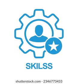 Employee skills icon. Skills icon with star sign. Skills icon and best, favorite, rating symbol. Skill, icon, expertise, important, capability, employee, star, talent, best, faculty, growth