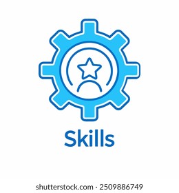 Employee skills icon. Skills icon with star sign. Skills icon and best, favorite, rating symbol. Skill, icon, expertise, important, capability, employee, star, talent, best, faculty, growth