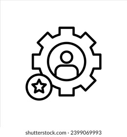 Employee skills icon. technical skill set or improvement in progress with upgrade in worker talent and skill vector sign. employee with skill and capability and expertise symbol set