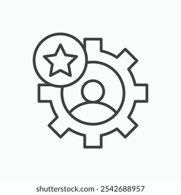 Employee skills icon in thin black lines