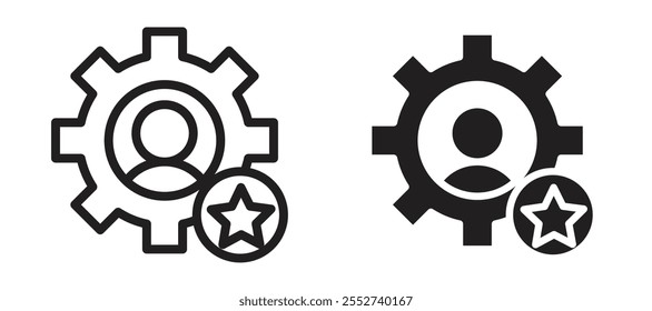 Conjunto de íconos de Vector de habilidades de los empleados con estilo relleno y delineado en negro.