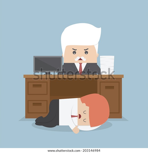 Employee Sleeping Under His Desk Angry Stock Vector Royalty Free