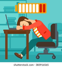 Employee sleeping at workplace.