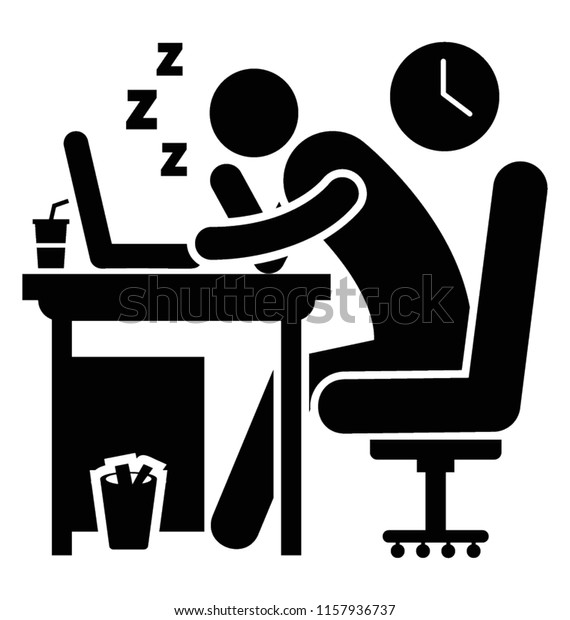 Employee Snoozing On Office Desk Due Stock Vector (Royalty Free ...