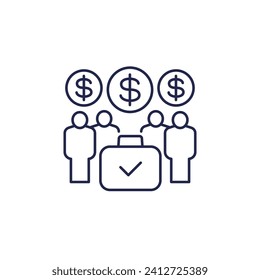 Employee stock ownership plan icon, ESOP line vector