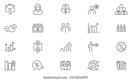 Coleta de ícones do plano de propriedade de ações do funcionário. ESOP, benefits, company, shares, benefits, management, win-win, scheme e ownership icon set. Pacote de ícones da estrutura de tópicos da interface do usuário