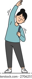 Estiramiento del empleado durante las vacaciones de trabajo