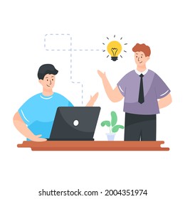 Un empleado sugiere un vector editable plano