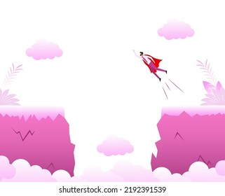 Employee or super man in costume flying
