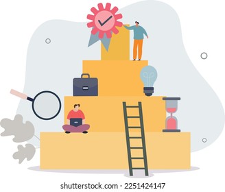 Employee talent development and reach work success top.Best performance worker with ambition, growth potential and effective career management.flat vector illustration.