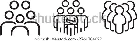 Employee team outline icon set. professional collective outline icons. Line signs group of people. Vector illustration isolated pictograms for web and app on white background.