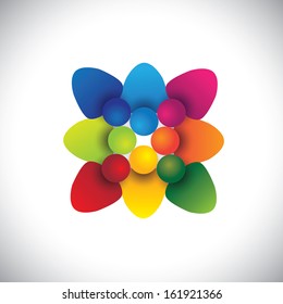 Employee team showing teamwork and unity vector. The graphic can also represent concepts like employees unity, workers union, executives meeting, friendship, team work and team spirit
