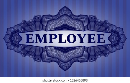 Employee text inside Currency Blue emblem. Bars luxurious background. Vector illustration. 