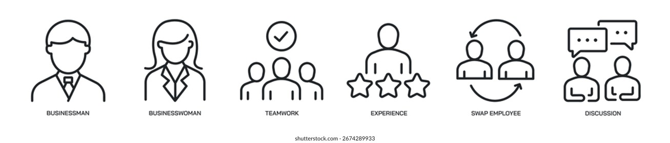 Employee thin line icon set. Web minimal icons