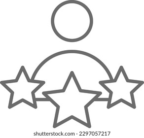 Employee of this month Business people icon with black outline style. award, winner, star, achievement, excellence, reward, satisfaction. Vector illustration