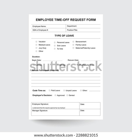 Employee Time Off Request Form,Vacation Request Form,employee time off,Employee Vacation Form,Human Resources Form,hr template,Employee Form