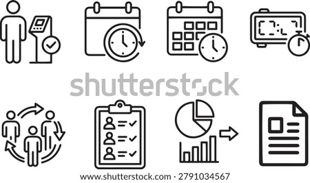 Employee Time Tracking Attendance Icon Set