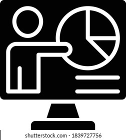 Employee Trainer Concept, hrm symbol on white background, Mentor giving Presentation Vector Glyph Icon design