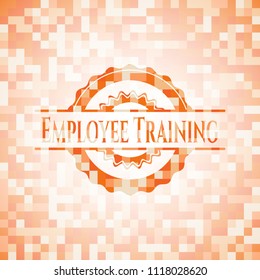 Employee Training abstract orange mosaic emblem