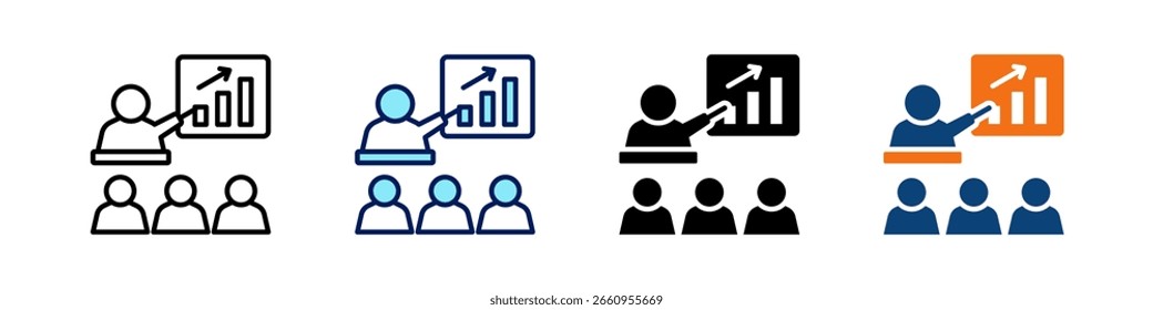 Mitarbeiterschulung mit nur einem Icon Multi Styles Vectorsatz