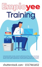 Employee training brochure template. Educational courses flyer, booklet, leaflet concept with flat illustrations. Vector page cartoon layout for magazine. Business school advertising with text space
