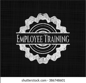 Mitarbeiterschulungskreide-Emblem, Retro-Stil, Kreide oder Chalkboard-Struktur