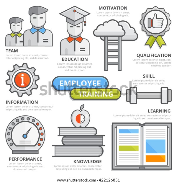 Konzept Der Mitarbeiterschulung Team Ausbildung Motivation Stock Vektorgrafik Lizenzfrei