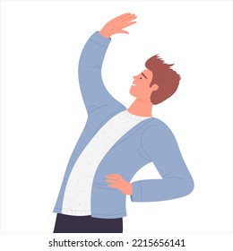 Employee training exercise. Office workout, stretching break at workplace vector illustration